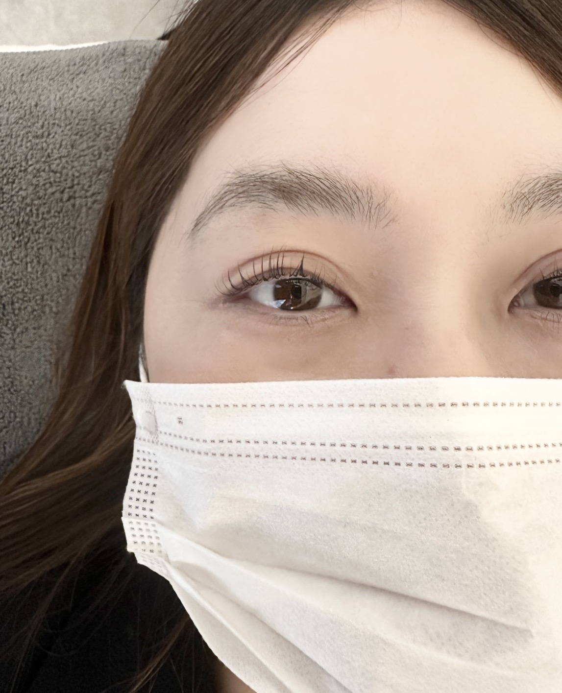 大阪堺市・北野田のeye me lash (アイミーラッシュ)による40代のまつげパーマお仕上がり。薄くなった目元がまつ育とまつげパーマで劇的変化